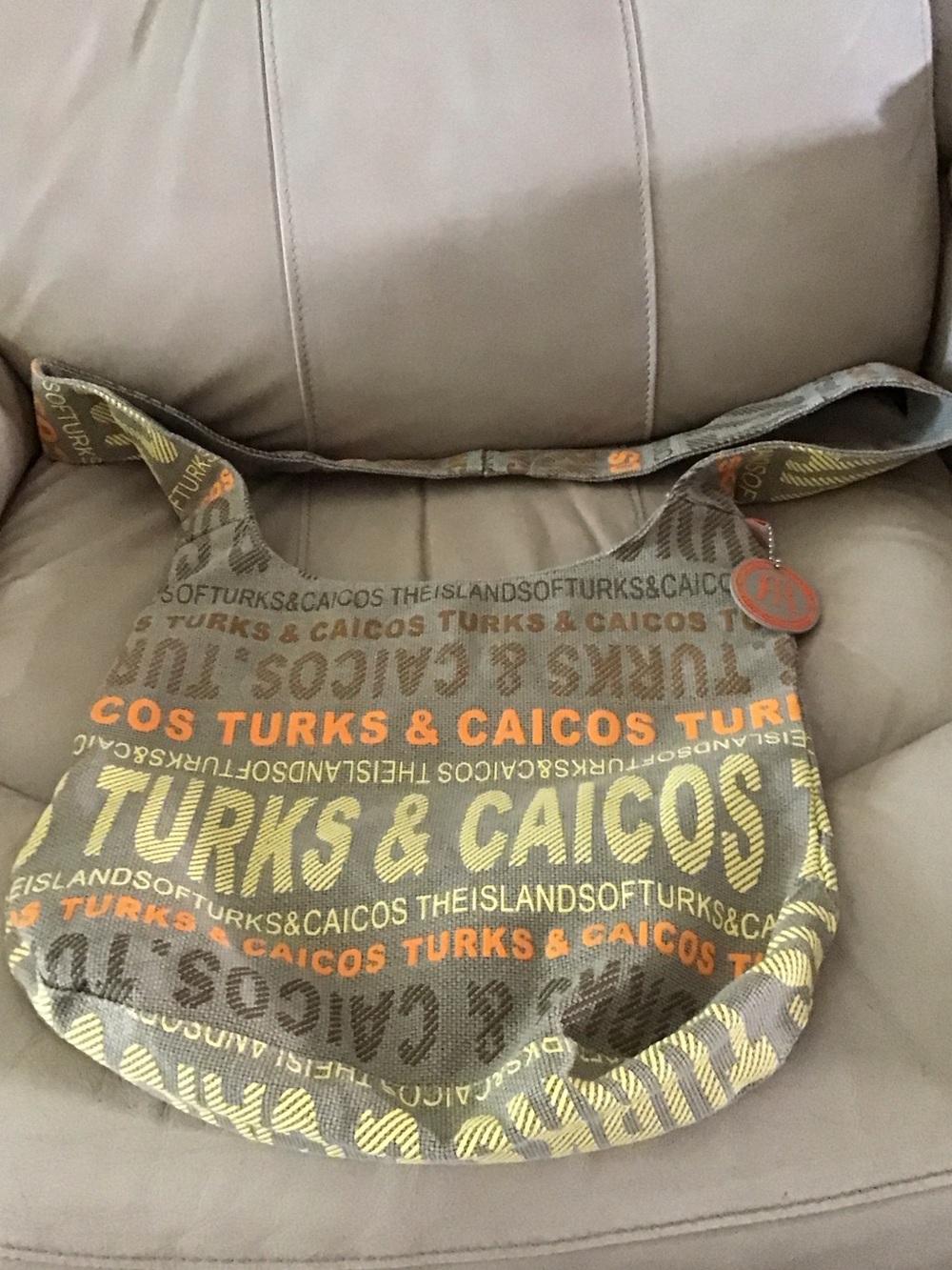 Branded Canvas Messenger Bag - Olive Green & Orange